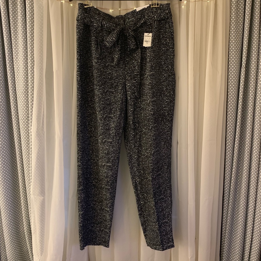 NWT Express Black + White Tie Waist Pants